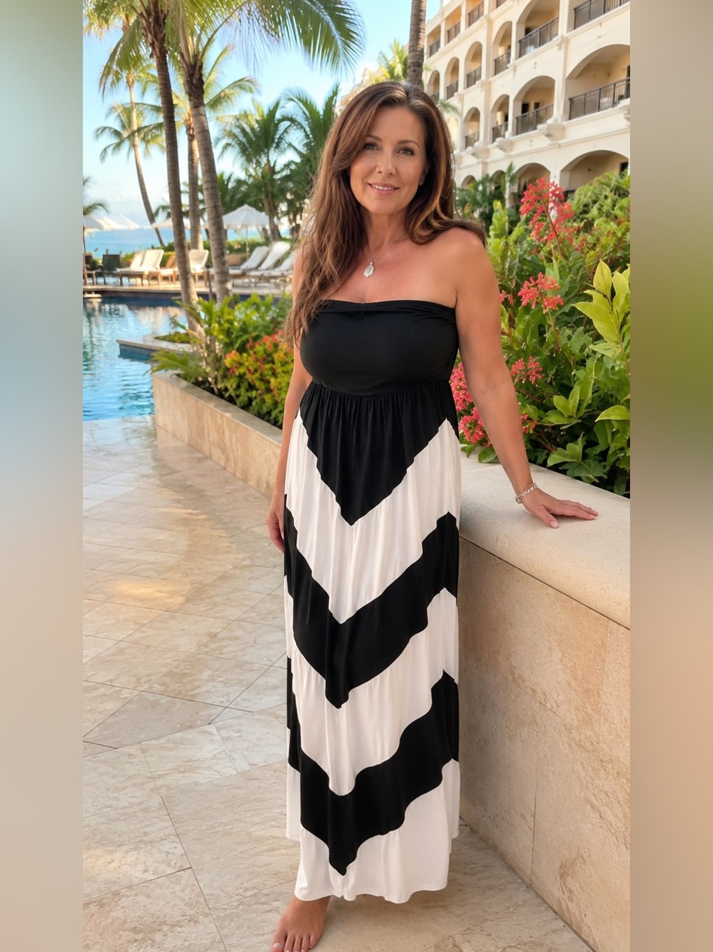 Strapless Black & White Sundress
